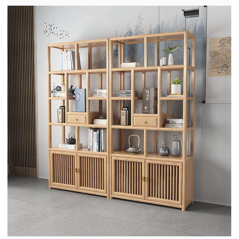 新中式实木博古架现代简约客厅多宝阁古董置物架茶室茶馆展示柜