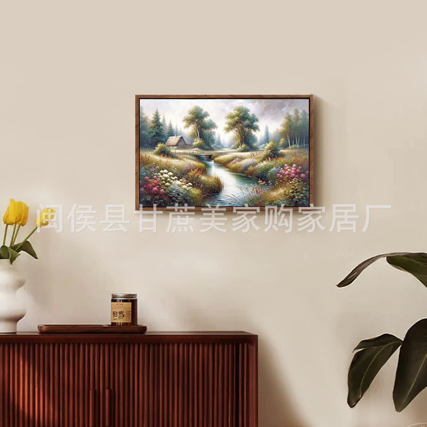 美式乡村油画框画家居装饰客厅玄关卧室送礼厂家直供