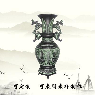 古玩收藏铜工艺品仿古战国青铜器客厅摆件铜瓶插花铜质复古