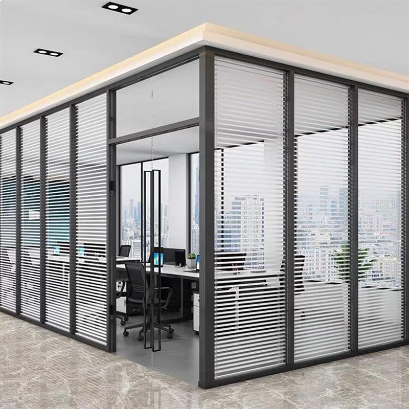现代办公室移动隔断墙玻璃隔断办公铝合金钢化磨砂玻璃屏风隔间