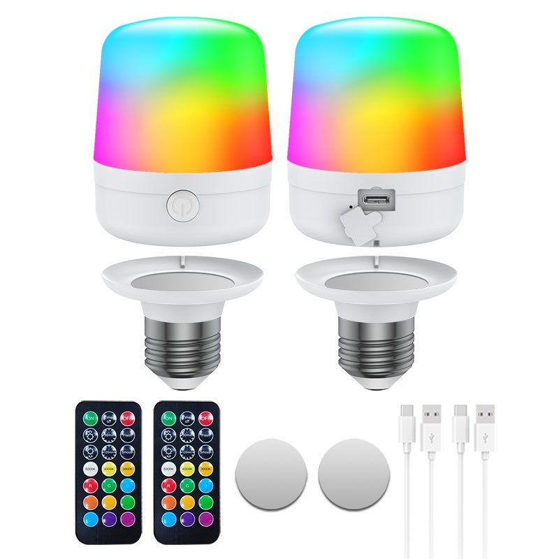 可充电灯泡三色温E27可拆卸磁吸灯泡带遥控定时小夜灯台灯应急灯