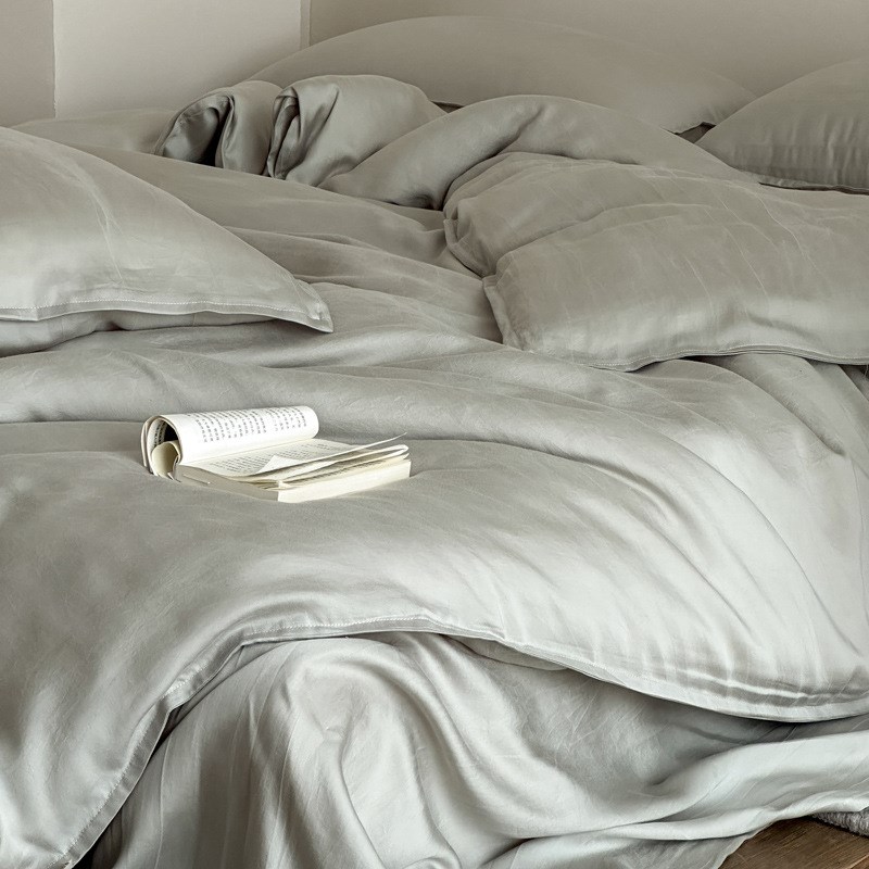 慵懒感!80支兰精天丝砂洗四件套莱赛尔床单被套做旧日式床上用品