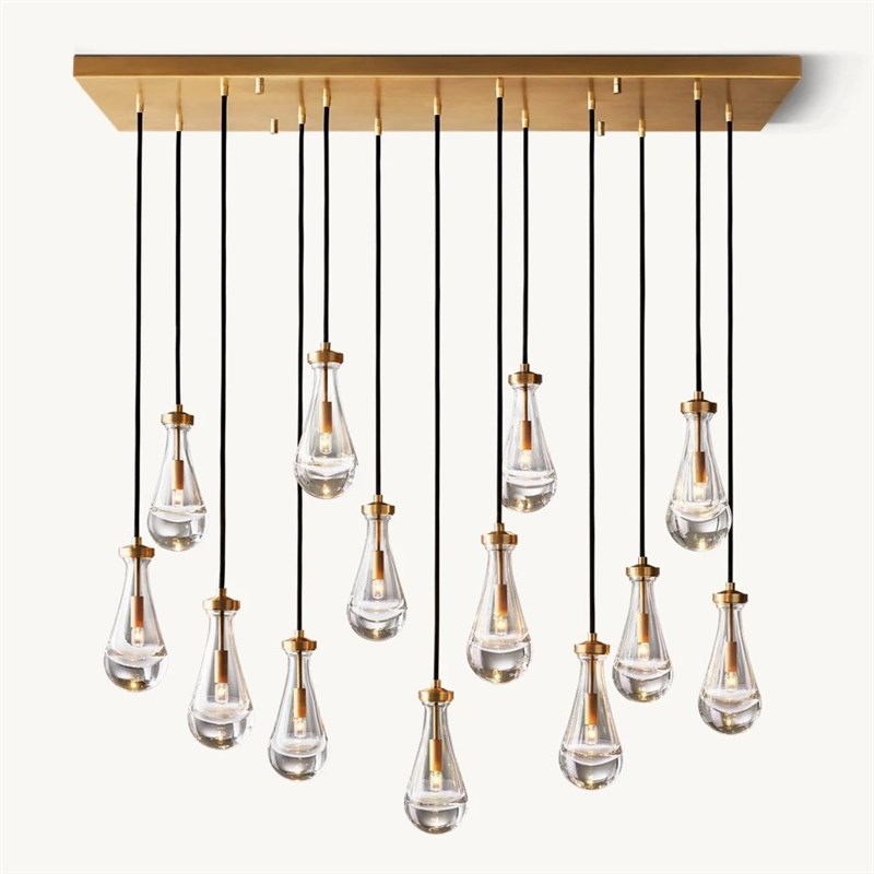 RH全铜后现代设计师客厅餐厅吧台卧室床头复式楼旋转楼梯水滴吊灯