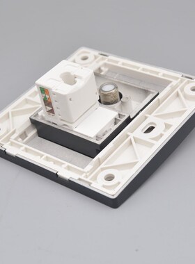 黑色英制F头带六类网线插座面板RJ45千兆电脑网络墙壁插座86型