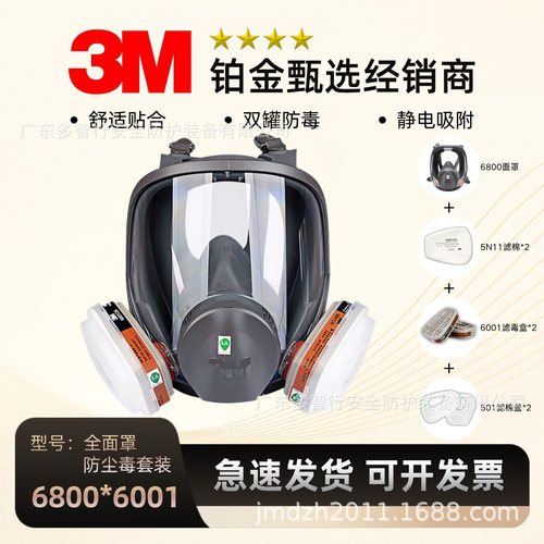 6800+6001*2+5N11*2+501七件套防有机蒸汽防尘毒全面罩套装