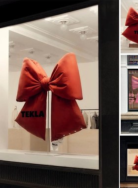 圣诞节蝴蝶结网红打卡布景新年商场冬天摆件橱窗装饰拍照道具红色