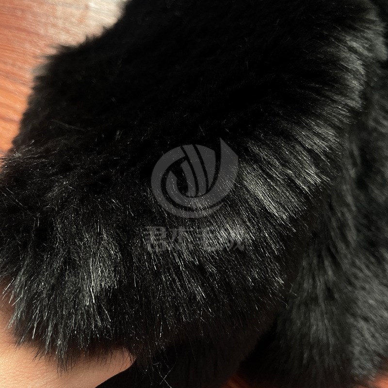 海派长毛绒纯黑色毛布料25毛高3公分长毛绒仿兔毛工艺礼品圣诞