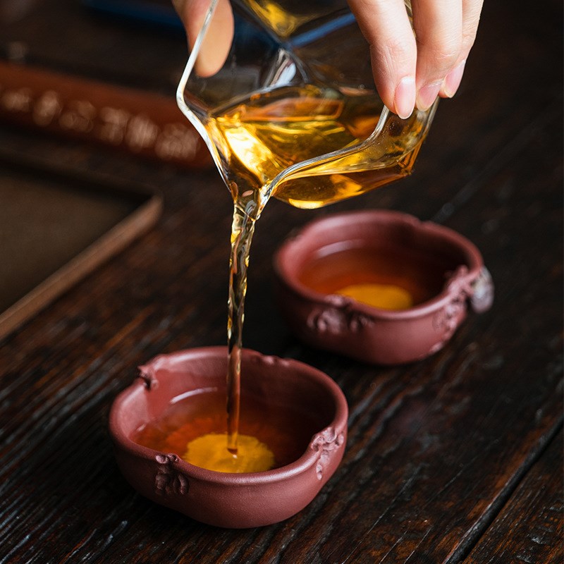 宜兴紫砂杯柿子主人杯品茗杯仿生事事如意口杯花器茶具茶碗