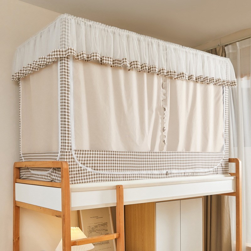 新款韩版公主风学生宿舍床帘蚊帐一体式床幔上铺寝室下铺通用遮光