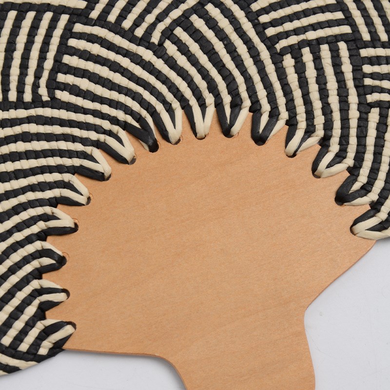 中式古风灯芯草手工编织扇子沙滩海边度假装饰高级感珠子流苏非遗