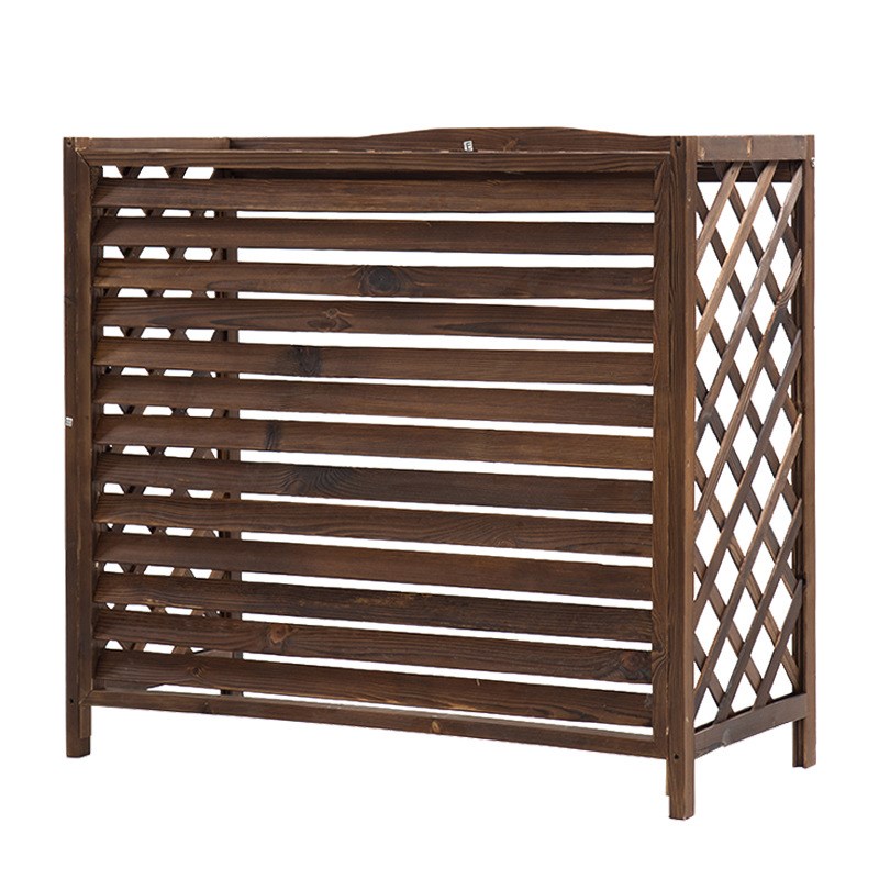 BG54阳台户外置物架防腐木百叶空调外机罩防雨防尘罩多肉植物花架