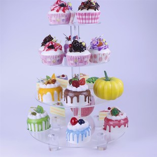 多层加脚款 亚克力圆形纸杯蛋糕架亚克力生日蛋糕架婚礼蛋糕架