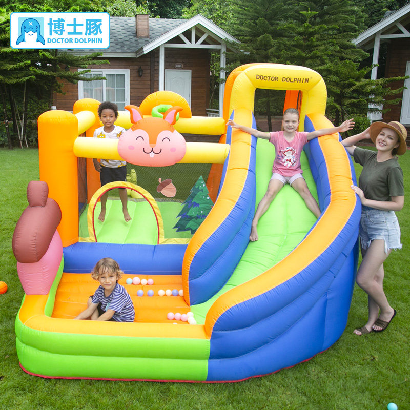 松鼠充气城堡室内小型家用宝宝儿童蹦蹦床滑梯跳床家庭版淘气堡博