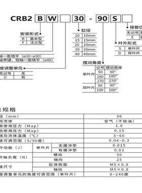 原装SMC叶片旋转气缸CRB2BW20-180S/CDRB2BWU10-180S/CRB2BW30-27