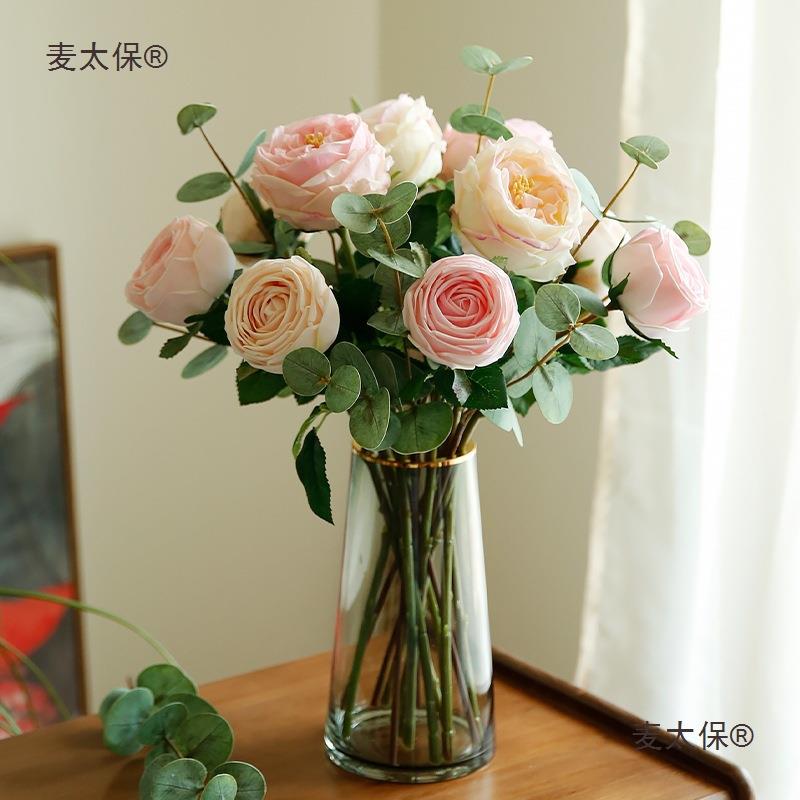 堪比真花!花轻奢保湿手感玫瑰假花客厅摆件餐桌花摆设垒麦太保