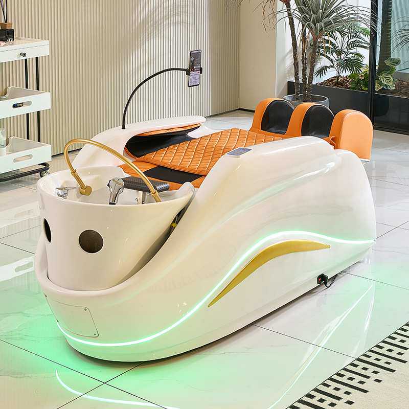 高端品质网红潮店智能电动按摩洗头床Export quality shampoo bed