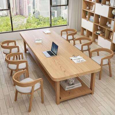 现代全实木大书桌客厅洽谈室休息区会议桌办公室多人办公办公桌