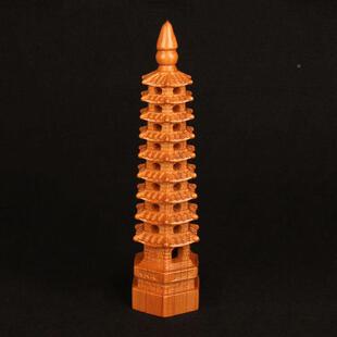 桃木文塔摆件空心镂九层十三层文公昌塔办室昌SJH书桌摆空件