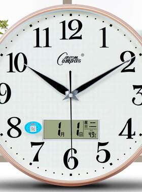 ?ZM6电子简约挂钟客厅卧H室办公挂墙表扫F75TH8H8音秒静日历时钟