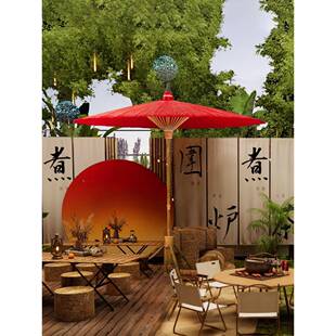 中式油室F97TS6TH纸伞围炉煮茶外伞户沙滩遮阳外伞阳台露天院古子