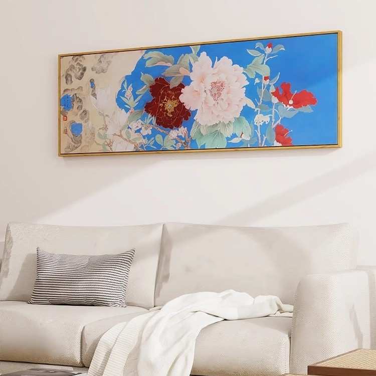 闻说庭花发暮春新中式花卉装饰画卧室床头挂画主人房墙壁画花鸟