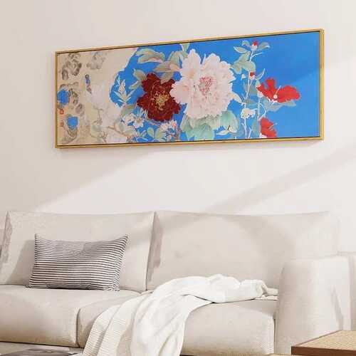 闻说庭花发暮春新中式花卉装饰画卧室床头挂画主人房墙壁画花鸟