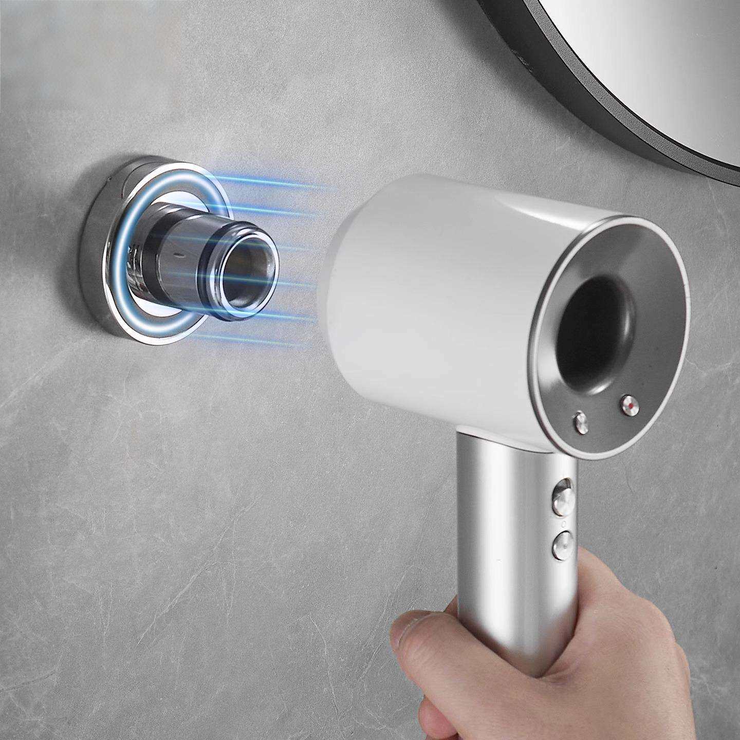 铜镀铬吹风机支架置物架卫生间洗手间壁挂浴室磁吸挂架电吹风收纳