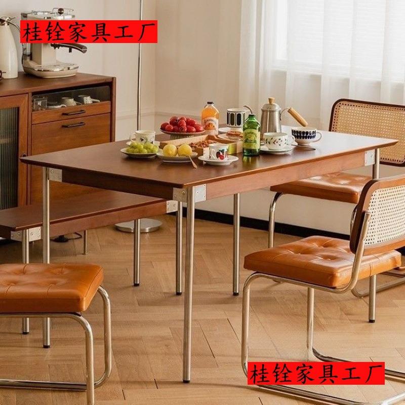 实木餐桌复古小户型北欧日式餐桌椅子组合家用长方形桌子原木家具