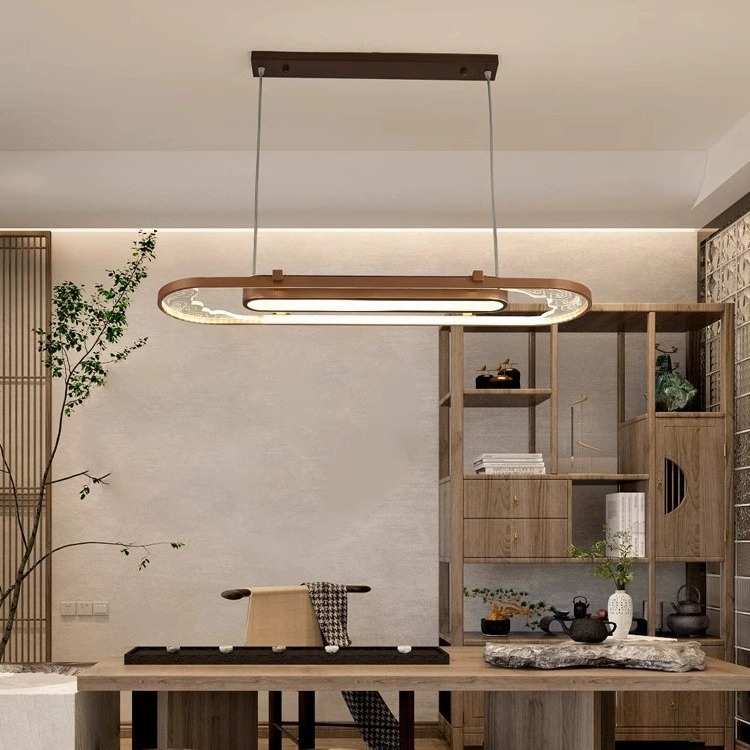 新中式茶室吊灯古典茶桌灯简约长方形办公室灯LED餐厅门市前台灯