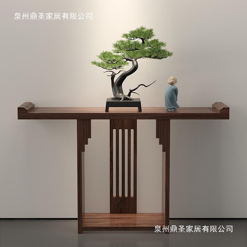 新中式玄关桌入户翘头禅意供桌实木香案仿古长条案大厅玄关柜