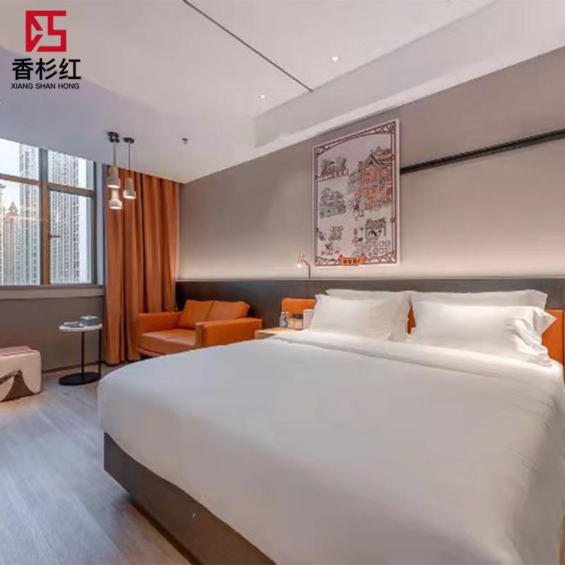 快捷连锁酒店宾馆成套家具标间床屏电视桌公寓床全套简约家具