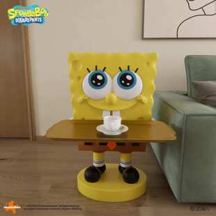 可爱海绵宝宝托盘收纳上档次儿童床头柜置物架办公室门口落地摆件