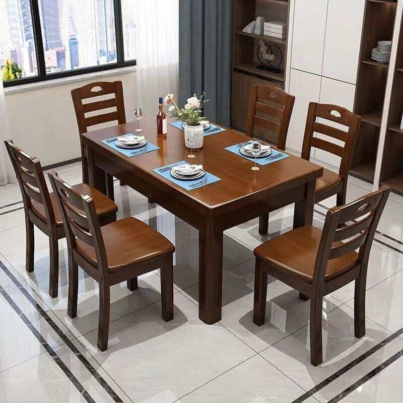 实木餐桌椅组合现代简约长方形方桌中小户型家用饭桌吃饭桌子图片