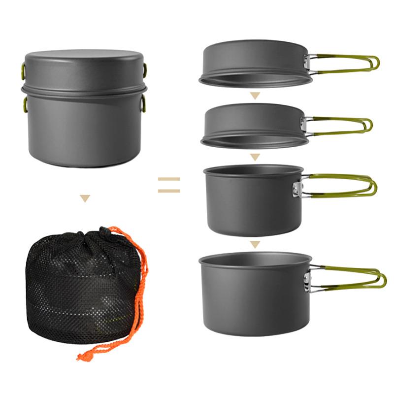 DS301野营锅具野营套锅野外餐锅组合便携式套锅野营餐具户外用品