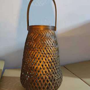 日式实木装饰台灯创意竹编卧室桌灯禅意新中式民宿床头竹艺台灯