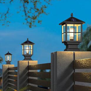 太阳能柱头灯户外防水庭院墙头灯室外别墅大门口花园围墙柱子柱灯