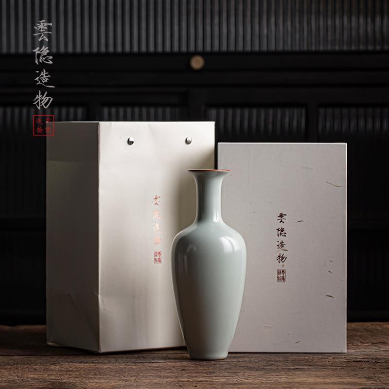 复古汝瓷开片可养柔风花瓶天青汝窑陶瓷花器花插家用茶道配件摆件