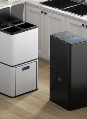 GAOK柜式双层多分类智能感应垃圾桶厨房用不锈钢3328/2228/5528