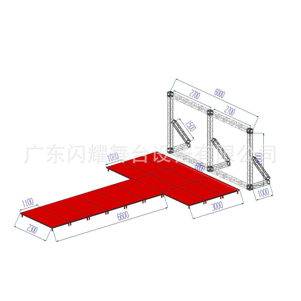 广东直销铝合金舞台婚庆异形舞台活动折叠舞台红色黑色舞台板