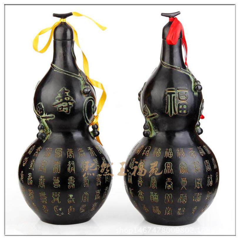 仿古青铜器葫芦摆件古玩青铜福寿葫芦家居装饰工艺品摆件
