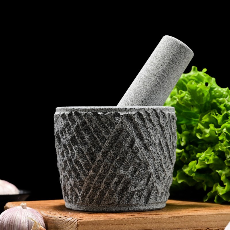 青石手工天然石头捣蒜器石臼家用蒜泥器捣糍粑蒜臼手动捣药罐