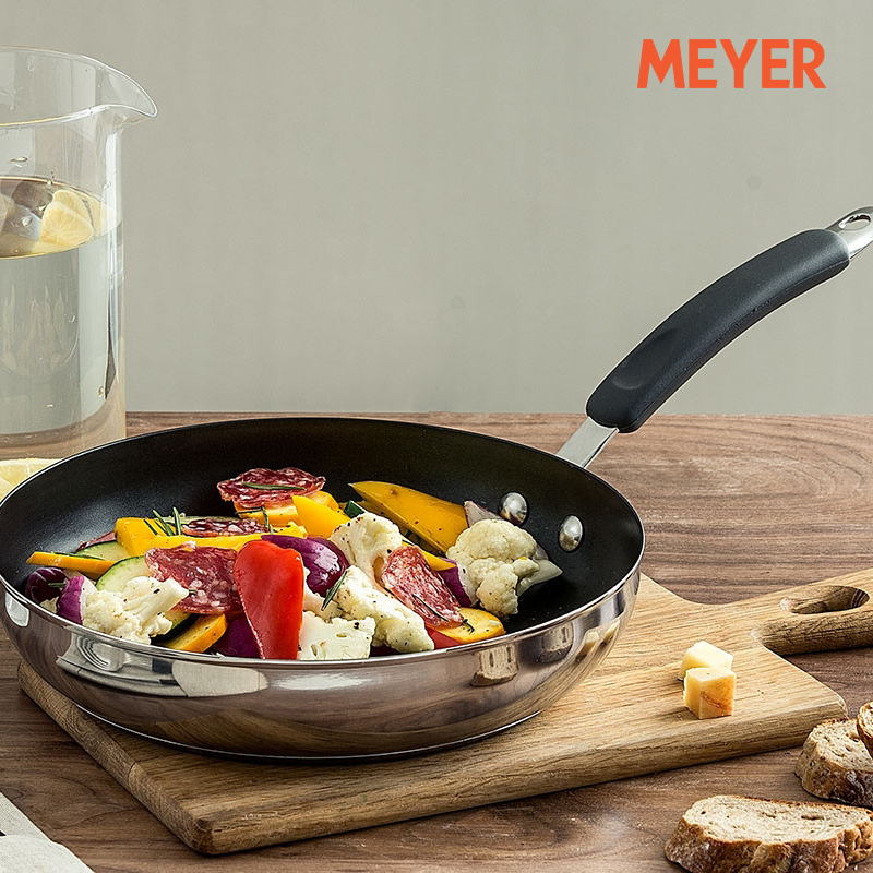 美亚厨具MEYER26公分不锈钢不粘锅平底锅煎锅燃气炉电磁炉通用