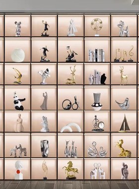 创意现代轻奢高档酒柜装饰摆件家居客厅办公室玻璃柜超市陈列摆设