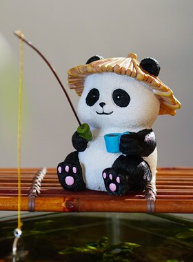 鱼缸造景钓鱼熊猫摆件生态古法鱼缸水族箱乌龟缸户外假山水池装饰