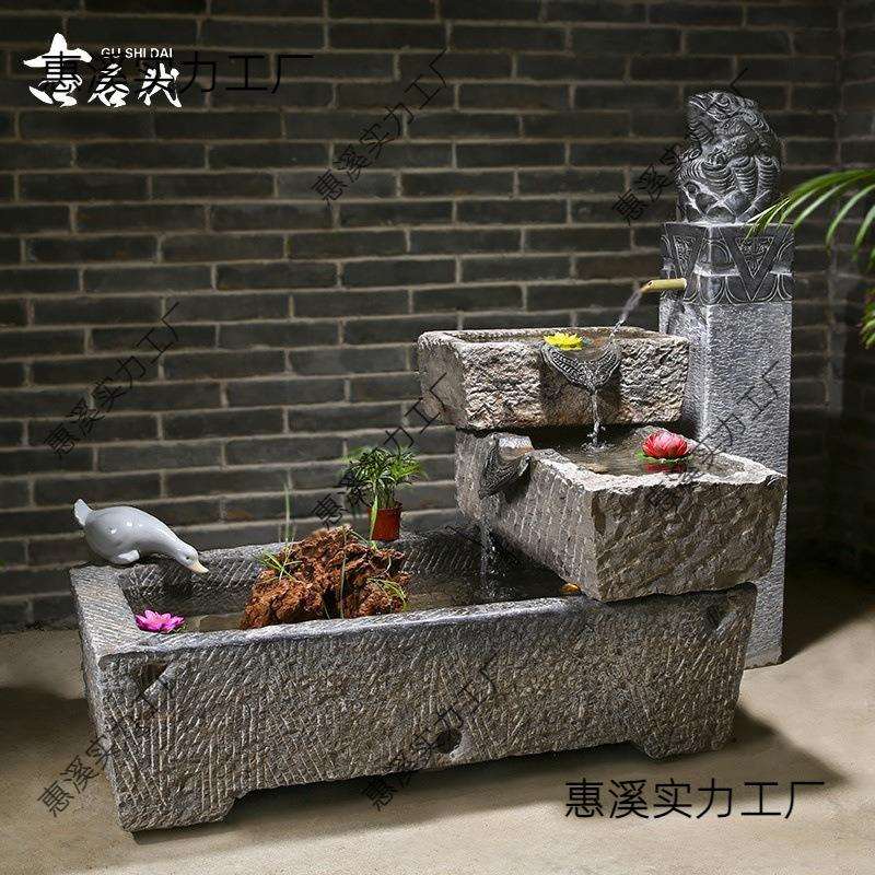 牛老旧马石户外庭院水青石大型鱼缸石头养鱼鱼池流水摆件
