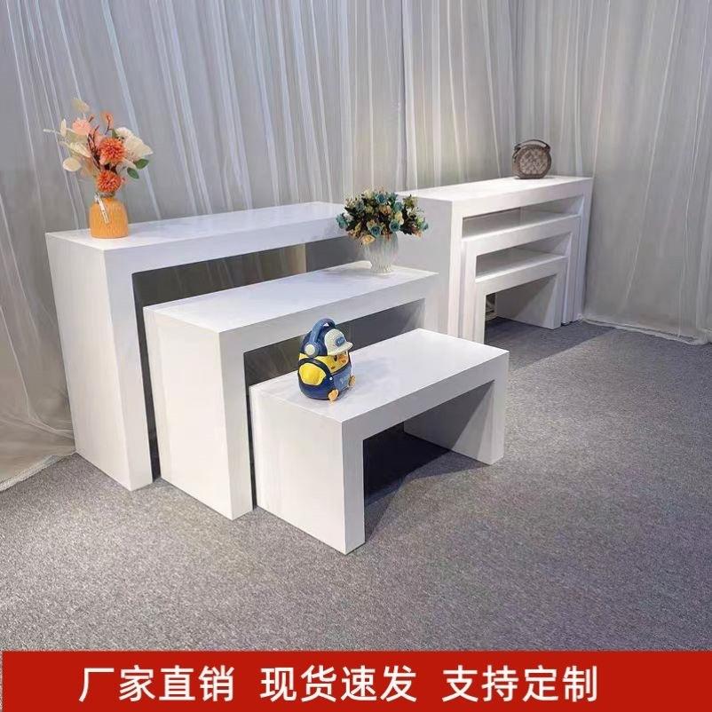 新款营业厅木质展示台手机体验台展示桌锁桌子白色烤漆