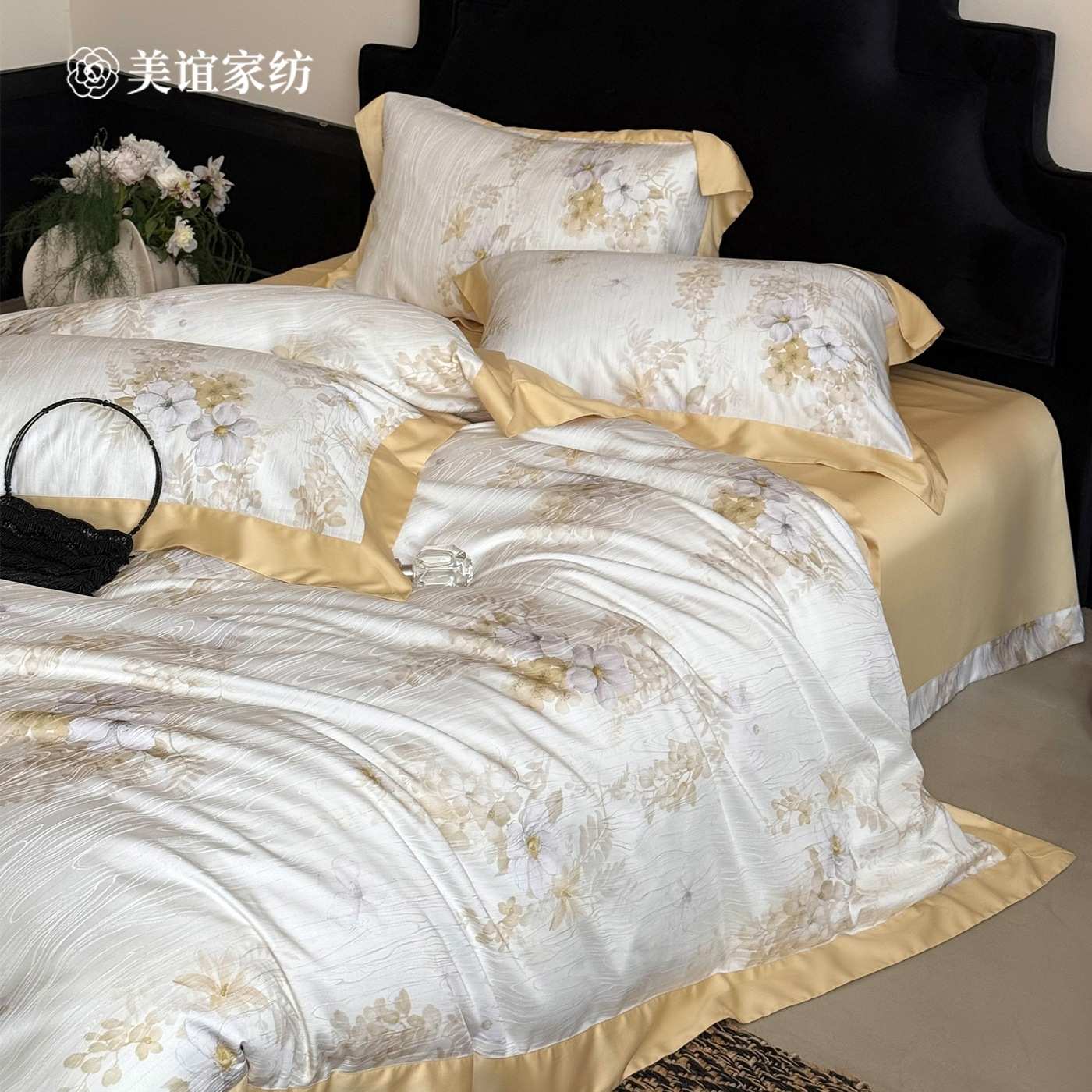 美谊|超柔印花天丝长绒棉四件套裸睡纯棉提花被套罩春夏亲肤床品
