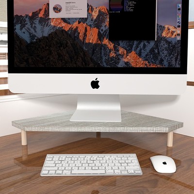 三角形电脑增高架办公室转角桌面收纳垫高台式显示器简易加高木质