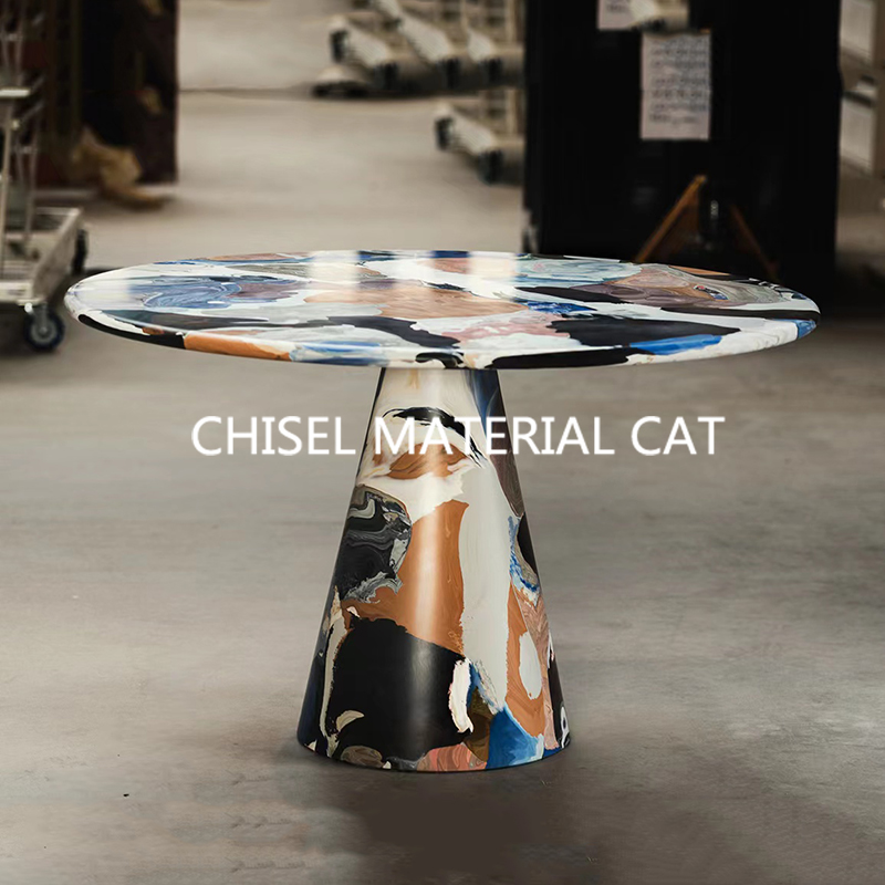 凿材猫 玻璃纤维定制荷兰艺术家熔炉油画彩绘桌子创意轻奢休闲餐
