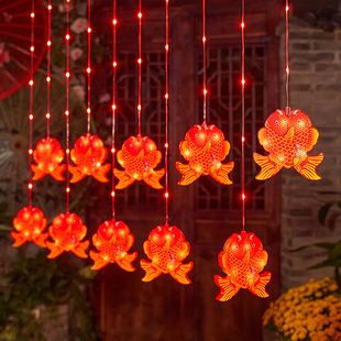 插电小红灯笼闪灯灯串新年七彩灯福字led过年装饰灯春节家用挂灯